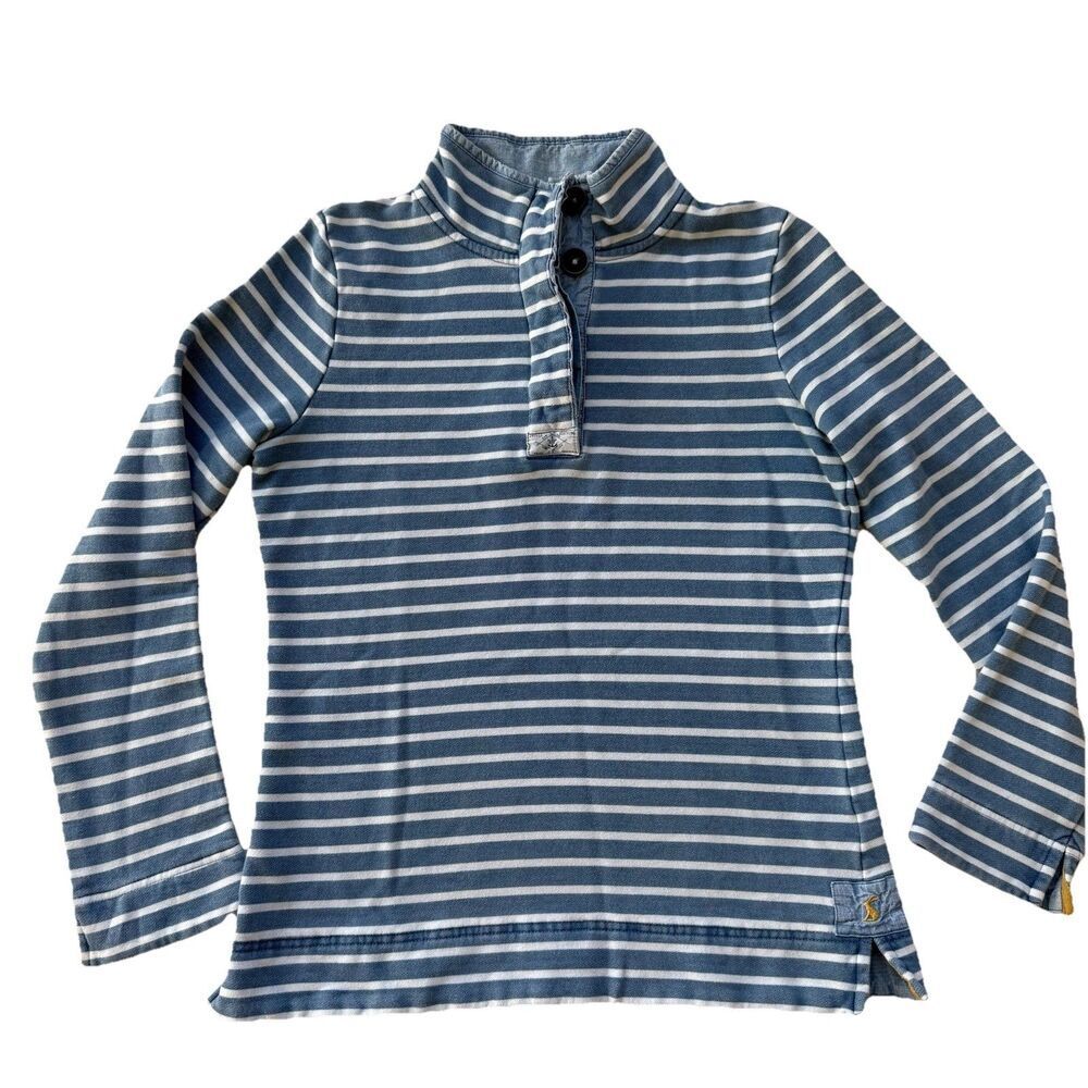 JOULES FIT FOR LAND AND SEA BLUE/WHITE STRIPED PULLOVER JACKET SIZE 6 SMALL